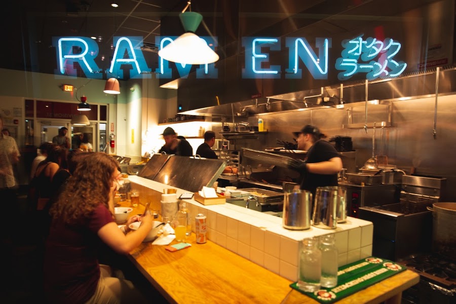 The counter at Otaku Ramen in the Gulch, Nashville