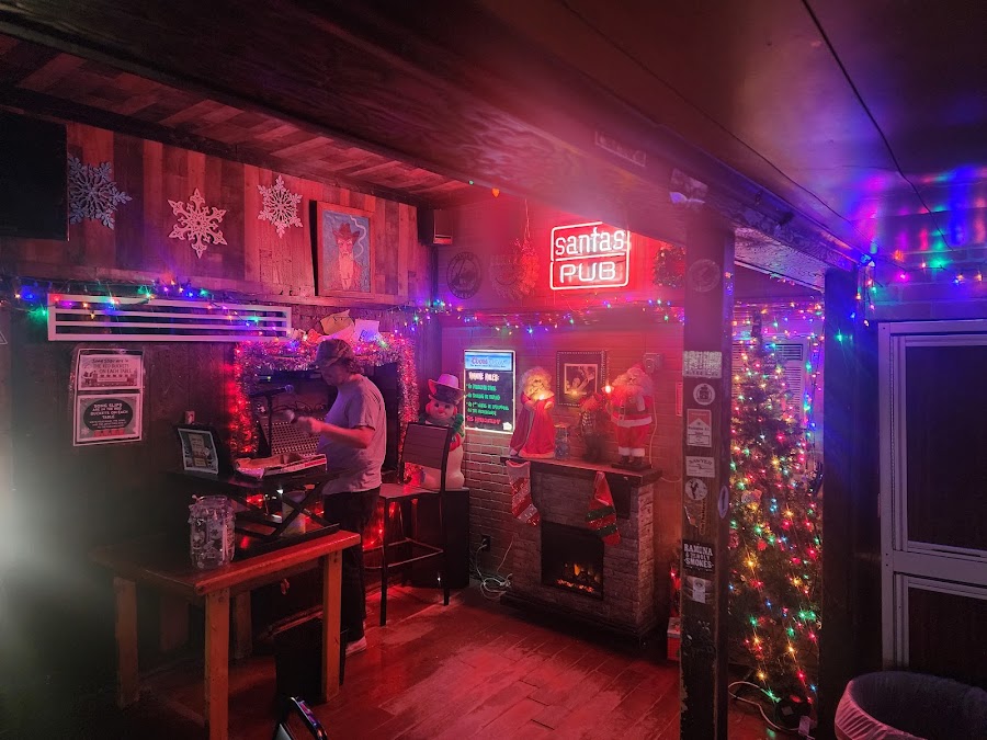 Inside Santa's Pub, the year-round Christmas karaoke trailer in Nashville