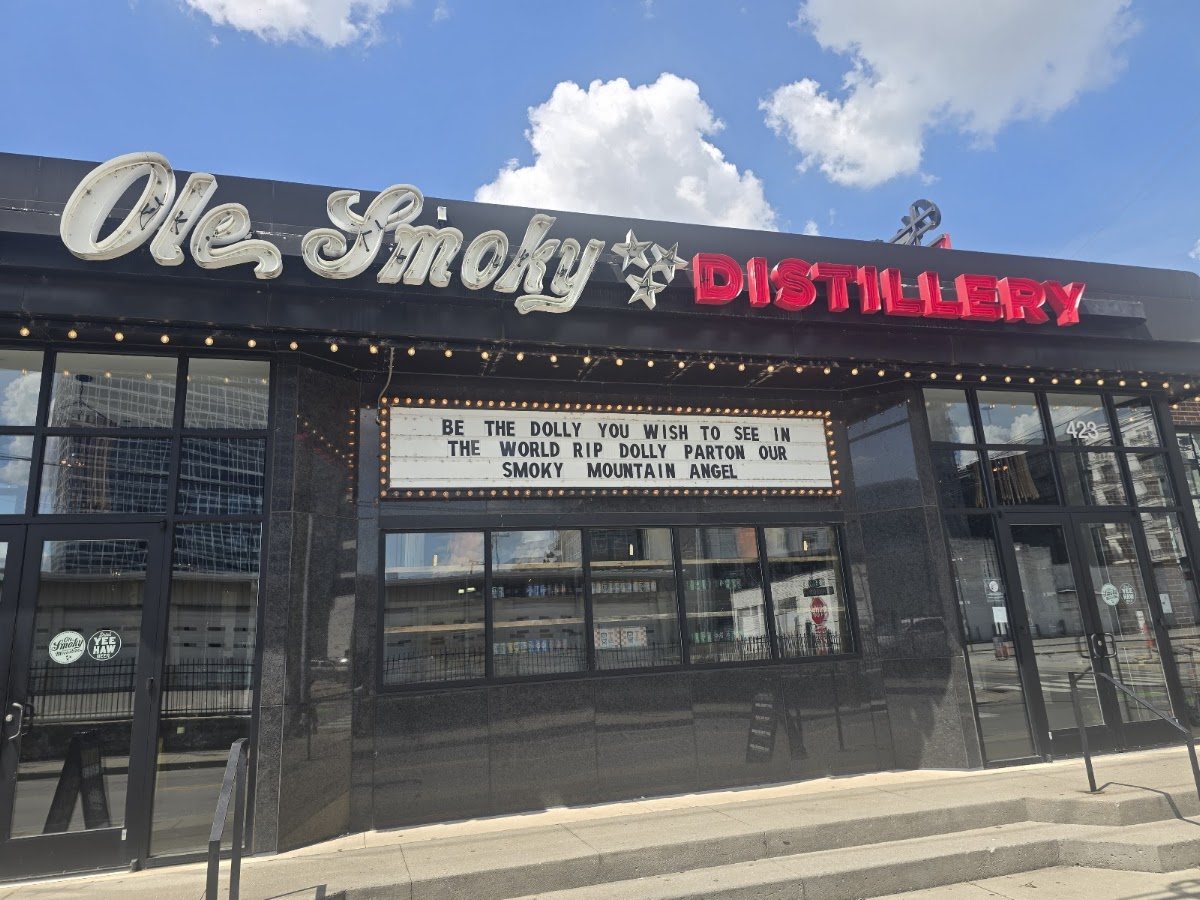 The Ole Smoky Distillery at 6th and Peabody in Nashville, where the ride ends